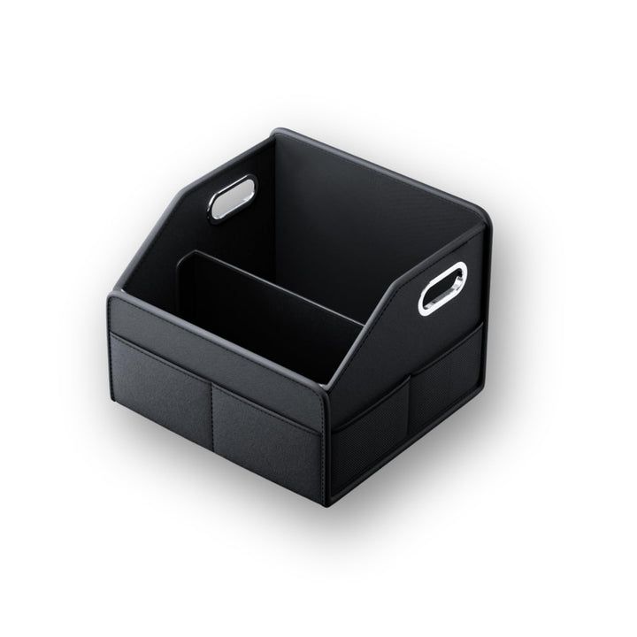 Ompellus front view of organizer showing pockets and sleek design for neat storage