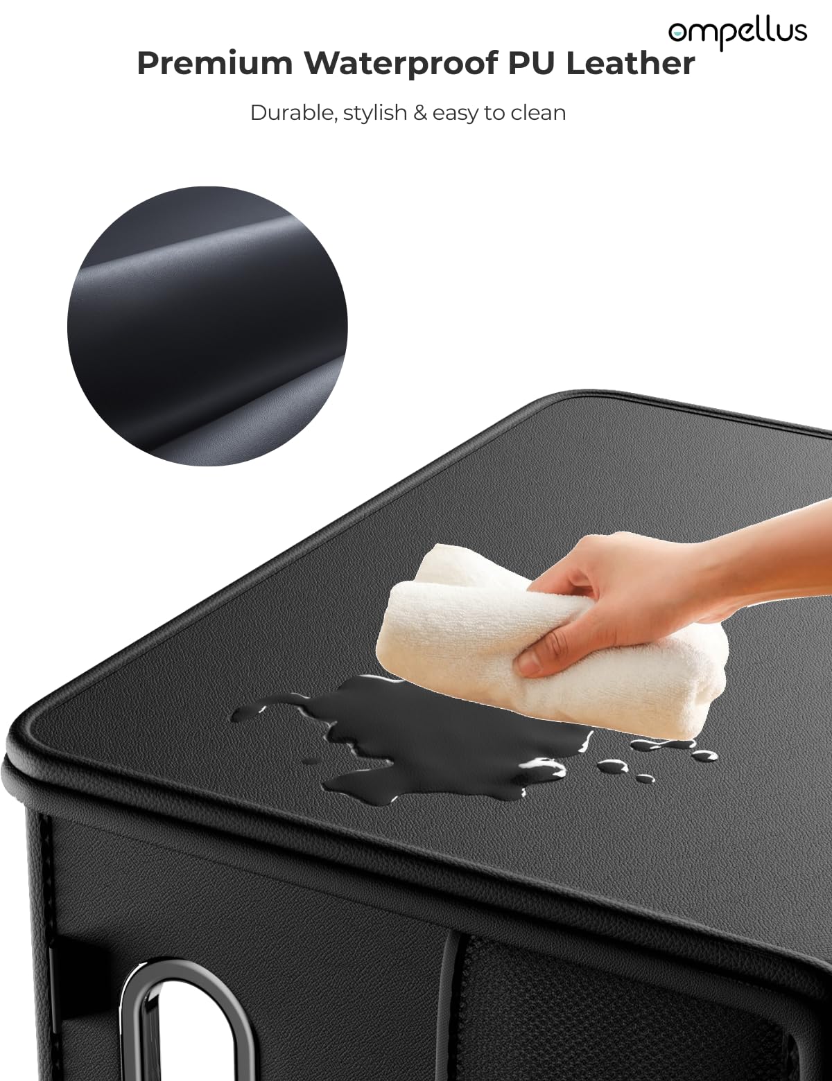 Ompellus open interior with removable dividers demonstrating customizable organization