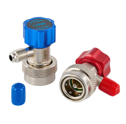Orion Motor Tech front view of R134a couplers showing easy snap-on benefit