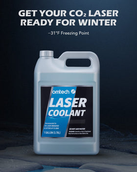 OMTech pouring coolant into laser chiller showing easy fill and safe protection benefit