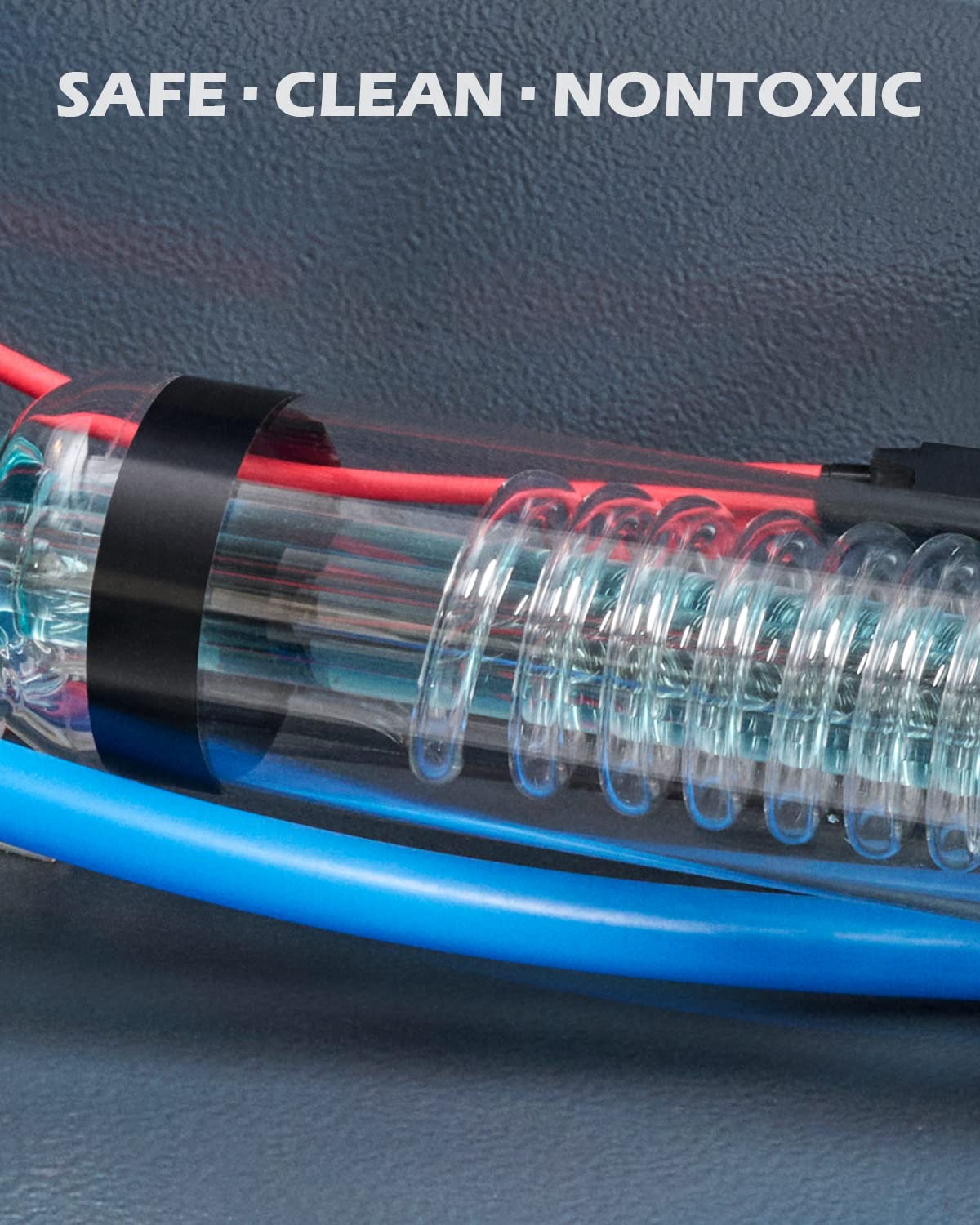 OMTech coolant inside laser reservoir showing reduced oxidation and system protection benefit