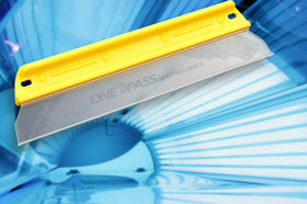 One Pass close-up of flexible silicone blade highlighting smooth edge and improved glide