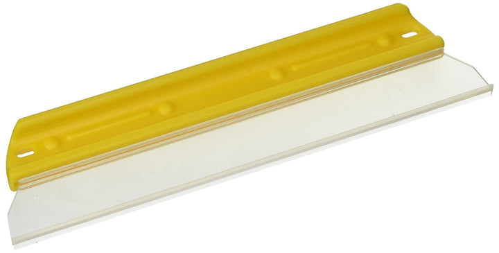 One Pass squeegee front view showing yellow handle and 11-inch blade for fast water removal
