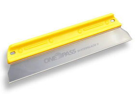 One Pass beside a ruler showing 11-inch blade for wide coverage and efficient cleaning