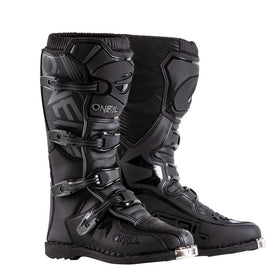 O'NEAL Element boot front profile showing protective leather and fit benefit