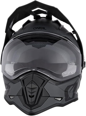 O'NEAL visor detail showing integrated shield and clear visibility benefit