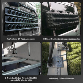 Onesnt studs installed on truck bed L-track providing dependable cargo anchor points