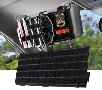 ONETIGRIS front view of visor organizer showing MOLLE grid and pockets for organized storage