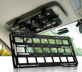 OneTigris visor organizer installed in vehicle interior showing tidy, accessible gear benefit