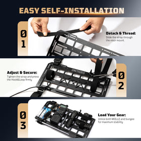 OneTigris adjustable hook-and-loop mounting straps showing tool-free installation benefit