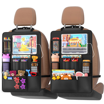 Oneyus front view of two backseat organizers showing pockets and layout benefits