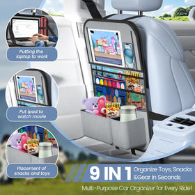 Oneyus kick mat close-up displaying reinforced surface protecting seat backs