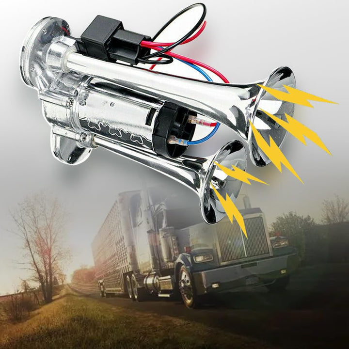 Onimento chrome trumpets front view showing polished finish and loud design benefits