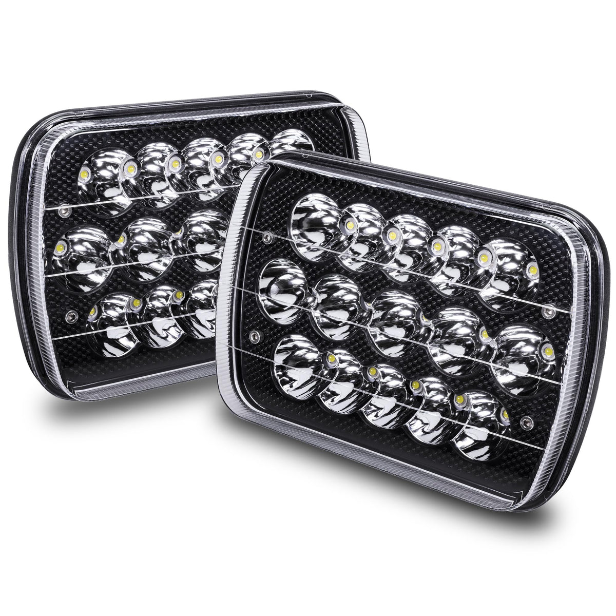 ONLINE LED STORE TRUE MODS front view showing rectangular LED headlight benefit clearer road illumination