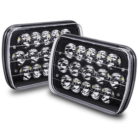 ONLINE LED STORE TRUE MODS front view showing rectangular LED headlight benefit clearer road illumination