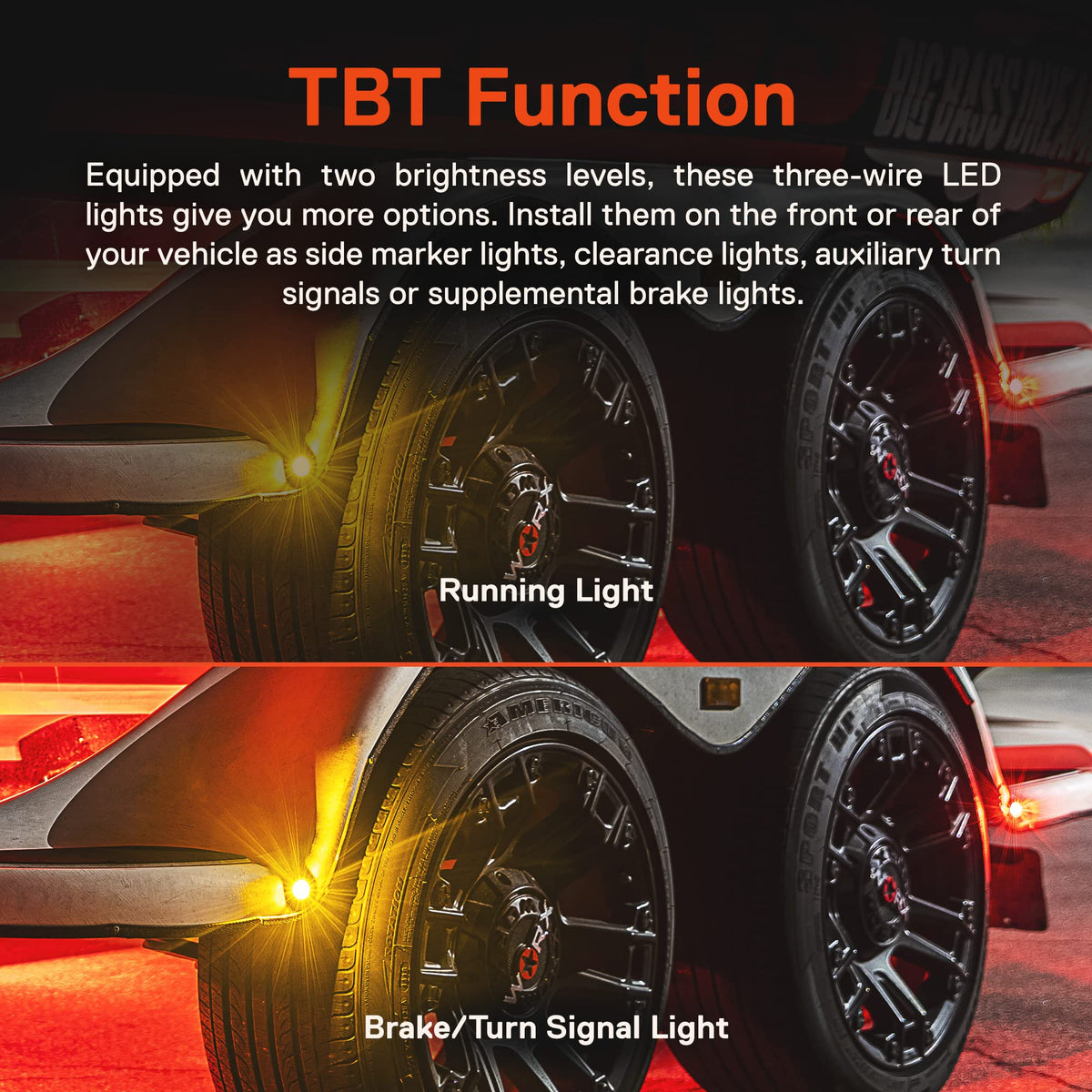 ONLINE LED STORE TRUE MODS installed on trailer corner improving side visibility and safety