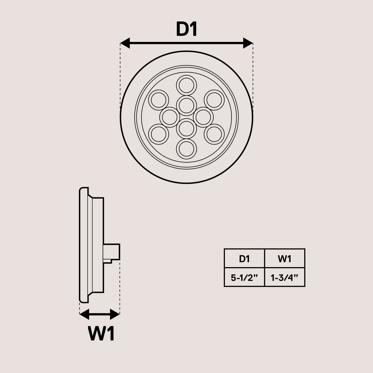 ONLINE LED STORE TRUE MODS size comparison with ruler illustrating 4-inch standard fit