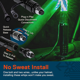 ONLINE LED STORE four-foot whip beside measuring tape showing scale