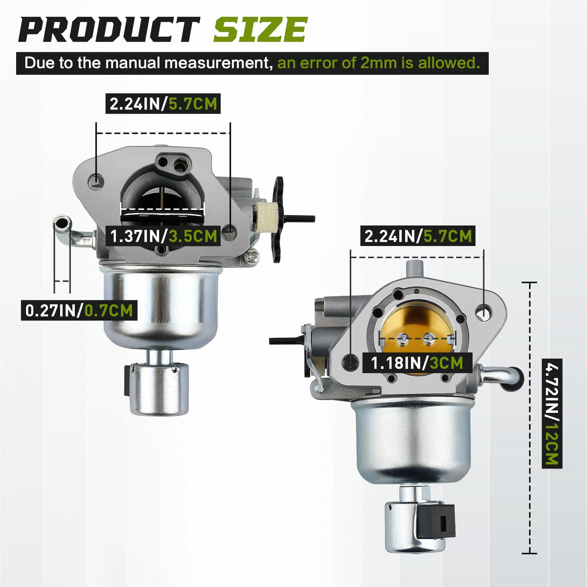 Onsnail carburetor mounted close-up on manifold for improved engine reliability