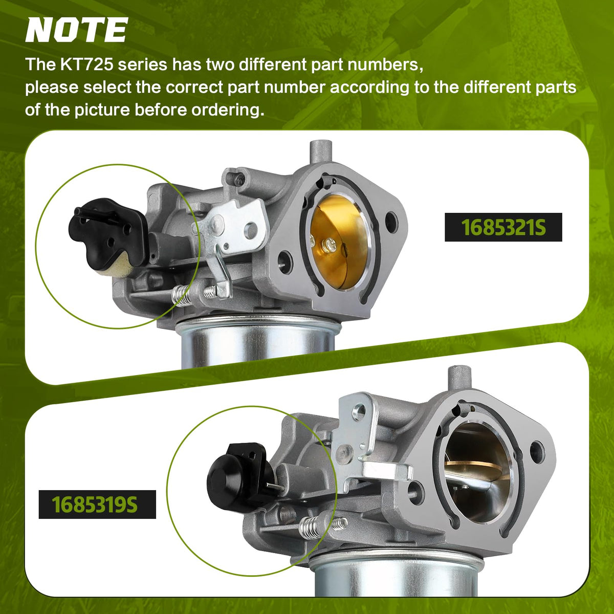 Onsnail top throttle assembly visible to aid correct linkage connection