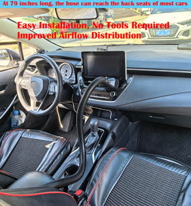 ONTEN installed route to backseat illustrating guided airflow reaching rear passengers