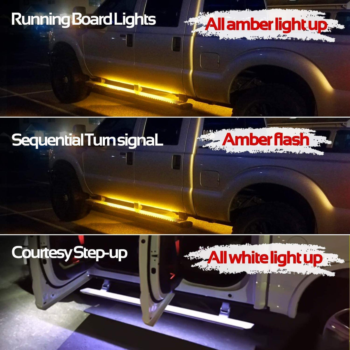 OPL5 flexible strip curved along running board demonstrating fit