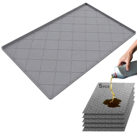 OPSOOPI front view of 34x22 silicone drip pan protecting floor