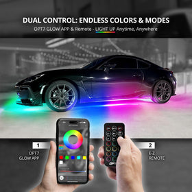 OPT7 close-up of RGB-IC LED strip pixels for vivid color effects