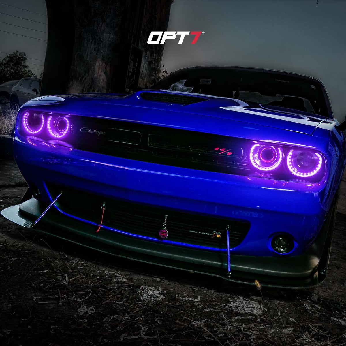 OPT7 lifestyle shot of Challenger with halos enhancing curb appeal