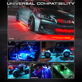 OPT7 Aura lit vehicle on street showing eye-catching night visual appeal