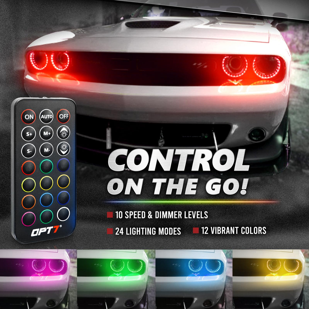 OPT7 Aura Pro silicone-encased LEDs close-up showing durable weatherproofing