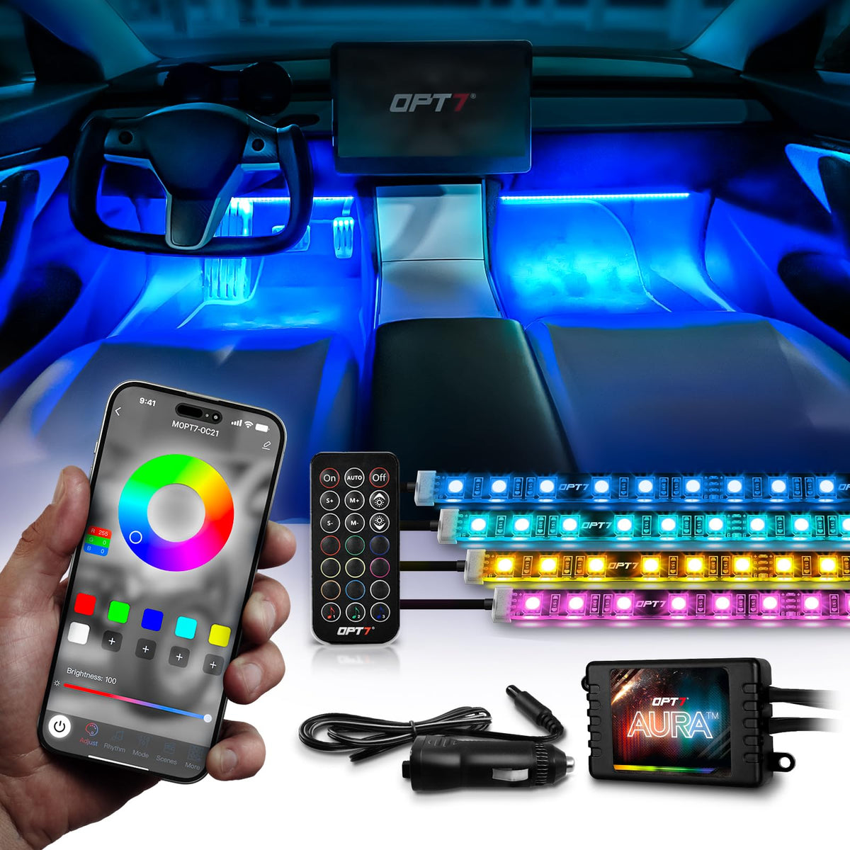 OPT7 front packaging showing kit contents and quick start QR code for easy setup