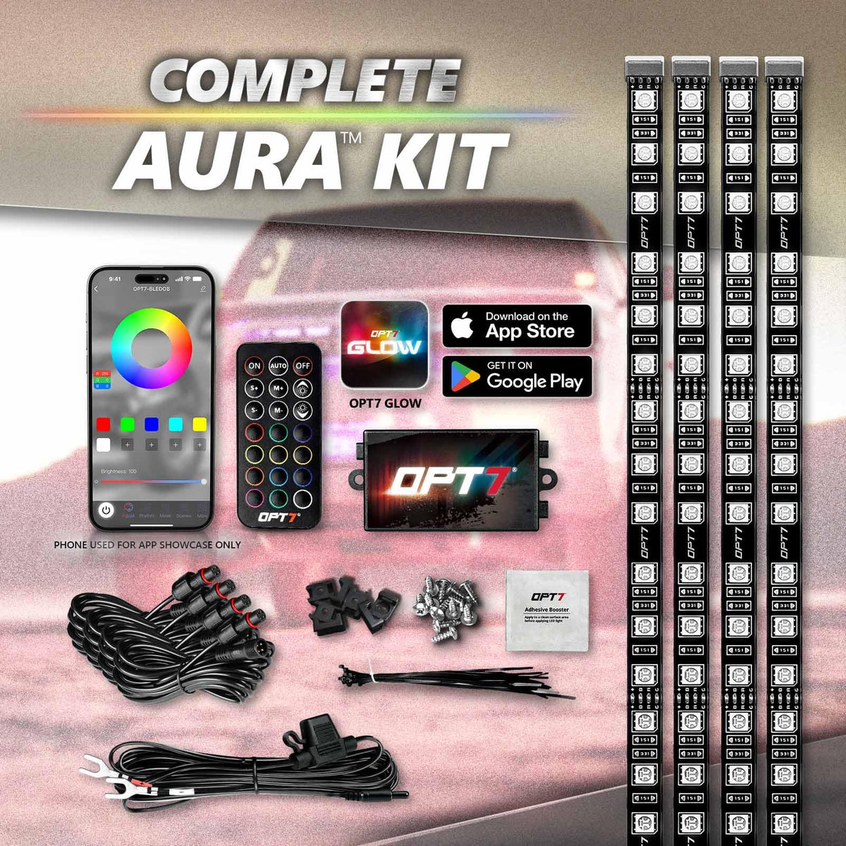 OPT7 Aura Pro installed on truck grille enhancing nighttime visibility