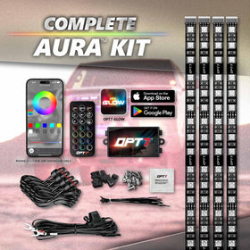 OPT7 Aura Pro installed on truck grille enhancing nighttime visibility