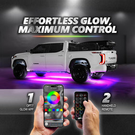 OPT7 Aura Pro lights pulsing to music illustrating dynamic sync effect