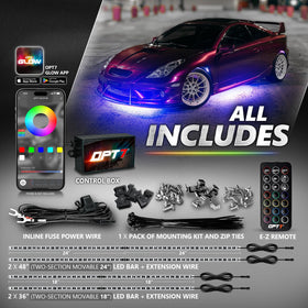 OPT7 Aura Pro on a car at night showing vivid color and atmosphere benefit