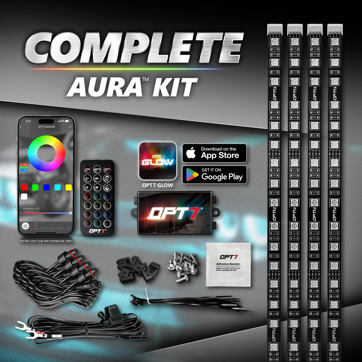OPT7 Aura Pro night showcase on road showing dramatic color effects for shows