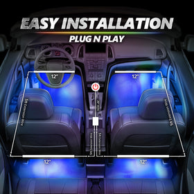 OPT7 LED strips tucked under seat illustrating flexible placement and neat routing