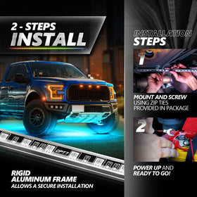OPT7 underglow in rain illustrating water-resistant performance