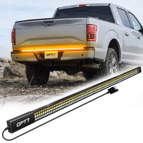 OPT7 Redline front view showing full-width LED bar and sleek profile, improves rear visibility
