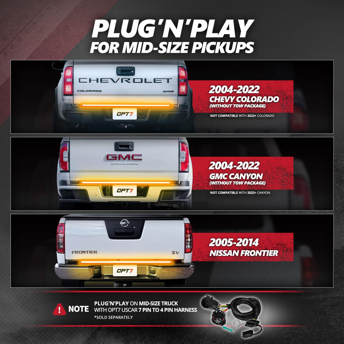 OPT7 Redline mounted on a truck tailgate showing improved rear signaling and style