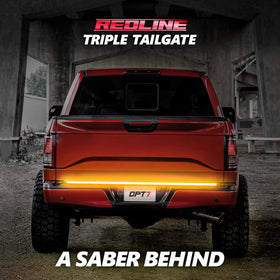 OPT7 Redline on a truck during night drive, enhances nighttime visibility and modern styling
