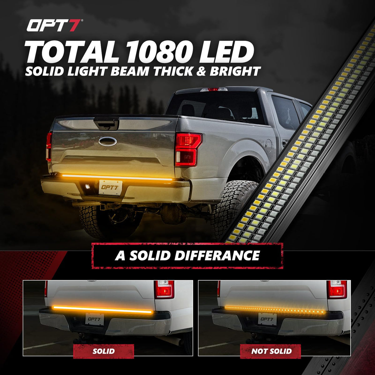 OPT7 Redline beside measuring tape showing 60" length, ensures correct sizing for trucks