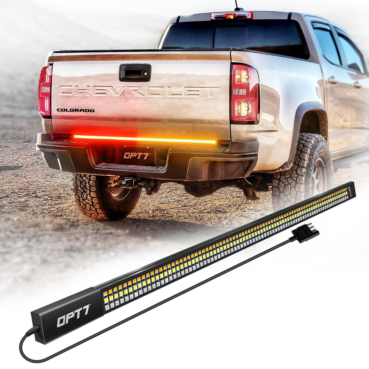 OPT7 Redline front view showing full-width LEDs and modern styling to boost visibility