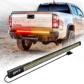 OPT7 Redline front view showing full-width LEDs and modern styling to boost visibility