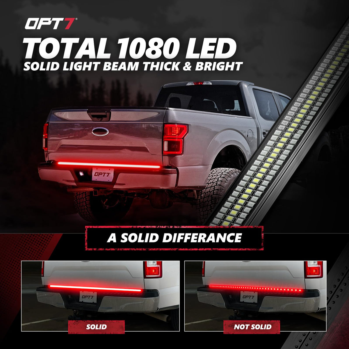 OPT7 tailgate light bar with neodymium magnets option for no-drill mounting benefit