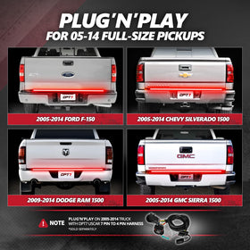 OPT7 tailgate light bar mounted on truck demonstrating integrated appearance