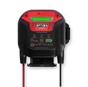OPTIMA D200+ LED status bar closeup with four-color feedback benefit: clear charge information