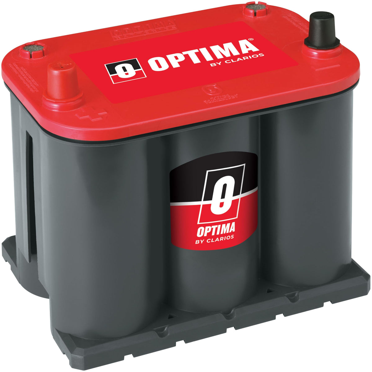 OPTIMA REDTOP front view showing compact sealed housing and performance benefit