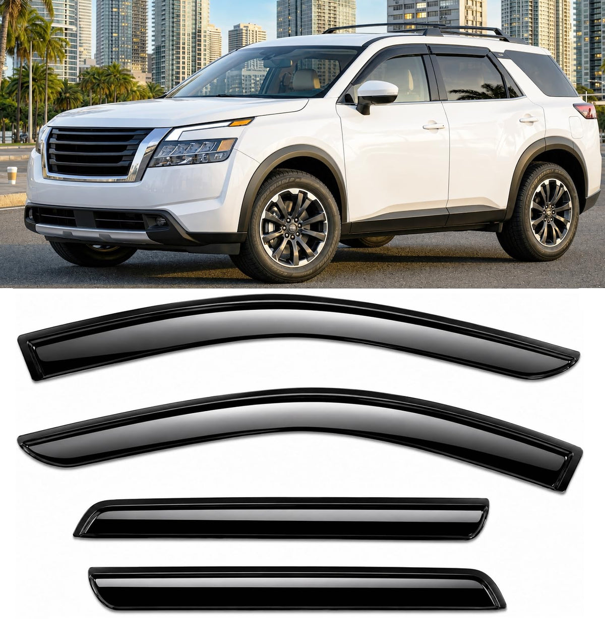 Optimal Co front view showing visors installed and sleek appearance